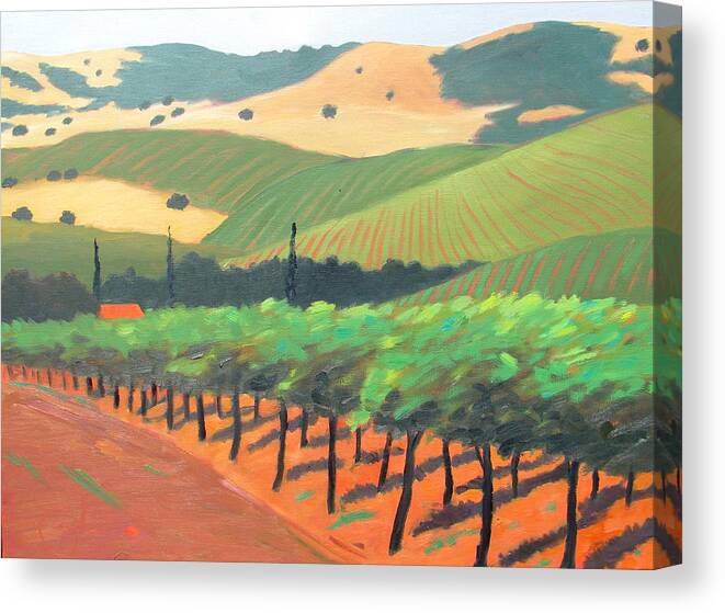 Vinyard Canvas Print featuring the painting Sonoma Vinyard by Gary Coleman