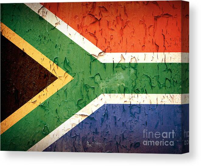 Abstract Canvas Print featuring the photograph South African flag vintage by Jane Rix
