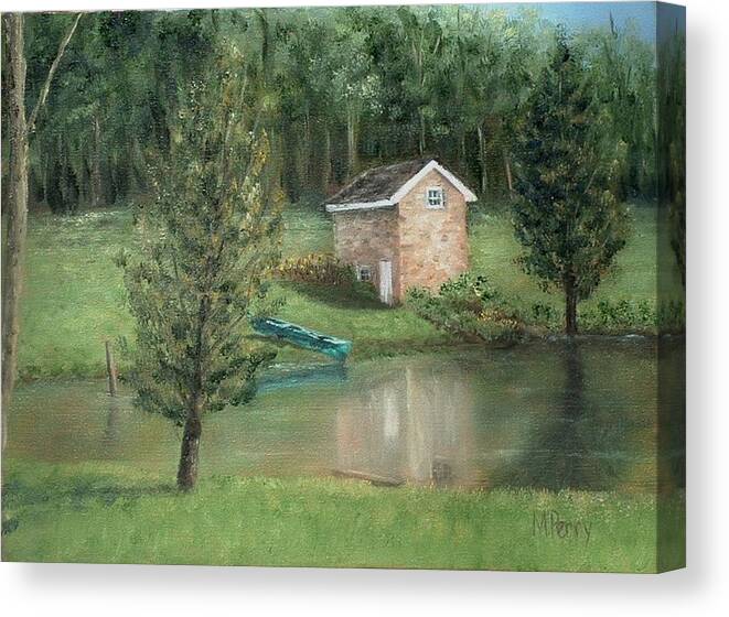 Paintings Canvas Print featuring the painting Springhouse Reflection by Margie Perry