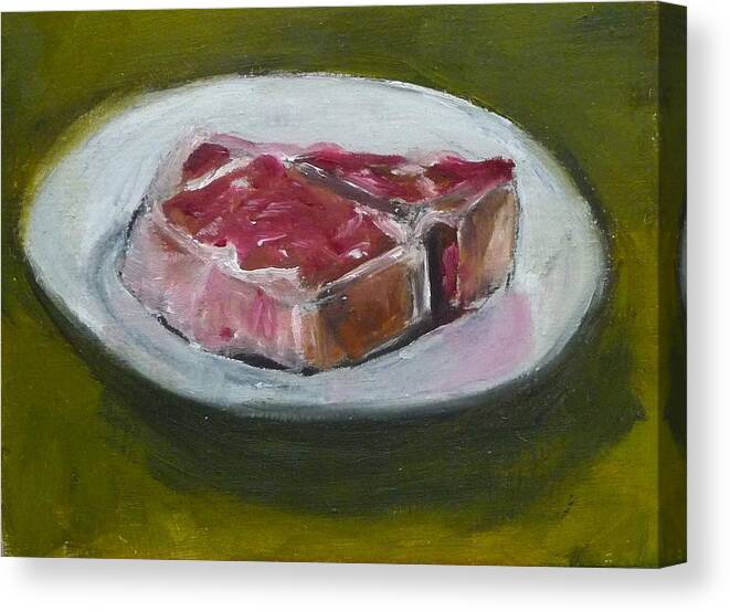 Raw Meat Canvas Print featuring the painting Steak by Jessmyne Stephenson