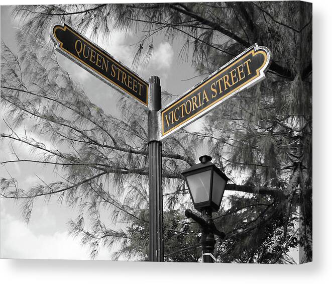 Grand Turk Canvas Print featuring the photograph Street Signs on Grand Turk by Julia Springer