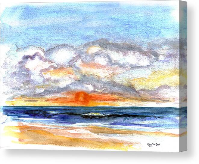 Clouds Canvas Print featuring the painting Sunset Clouds by Clara Sue Beym