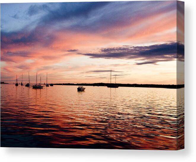 Photography Canvas Print featuring the photograph Sunset Newport by Steven Natanson