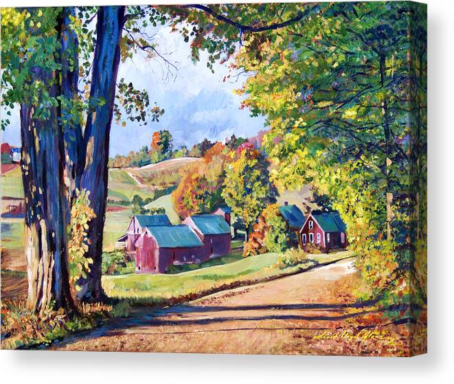 Landscape Canvas Print featuring the painting The Road to Jenne Farm Vermont by David Lloyd Glover