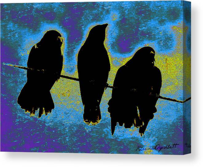 Crows Canvas Print featuring the mixed media Three Crows by YoMamaBird Rhonda