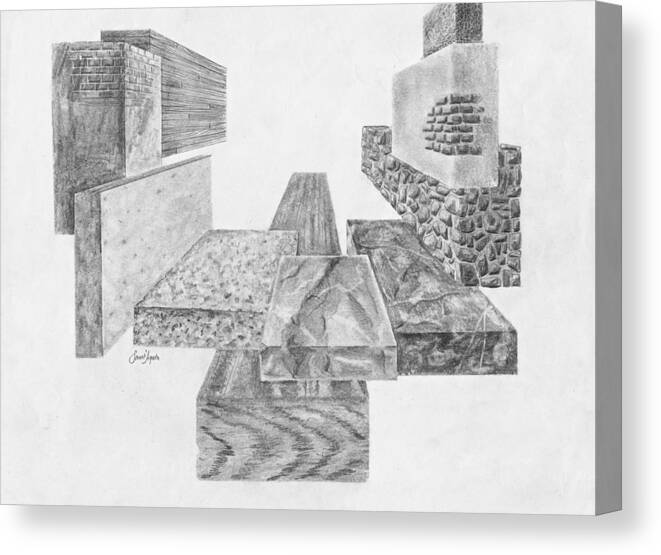 Wood Canvas Print featuring the drawing Timber and Stone by Frank SantAgata