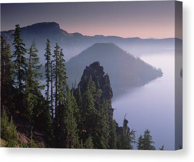 00174633 Canvas Print featuring the photograph Wizard Island In The Center Of Crater by Tim Fitzharris