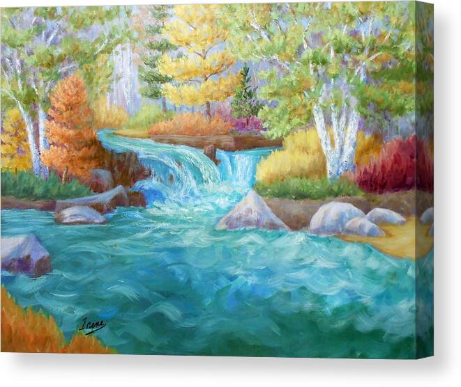 Stream Canvas Print featuring the painting Woodland Stream by Irene Hurdle