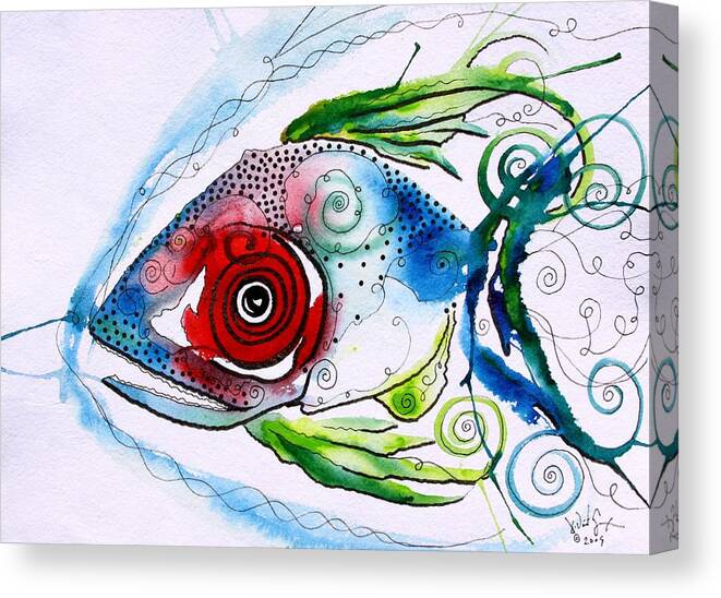 Paintings Canvas Print featuring the painting WTFish 001 by J Vincent Scarpace