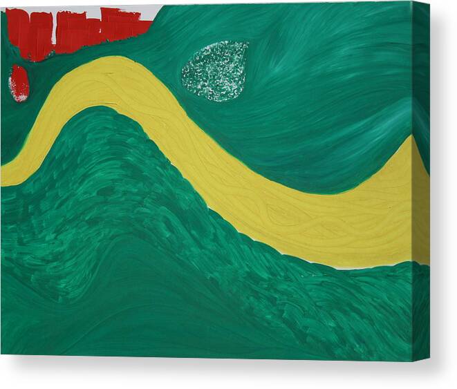  Canvas Print featuring the painting Bend in the river by Prakash Bal Joshi 