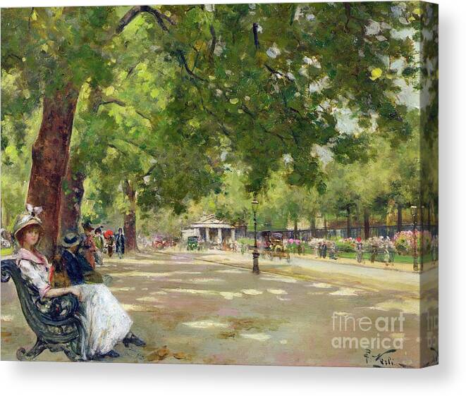Hyde Canvas Print featuring the painting Hyde Park London by Count Girolamo Pieri Nerli
