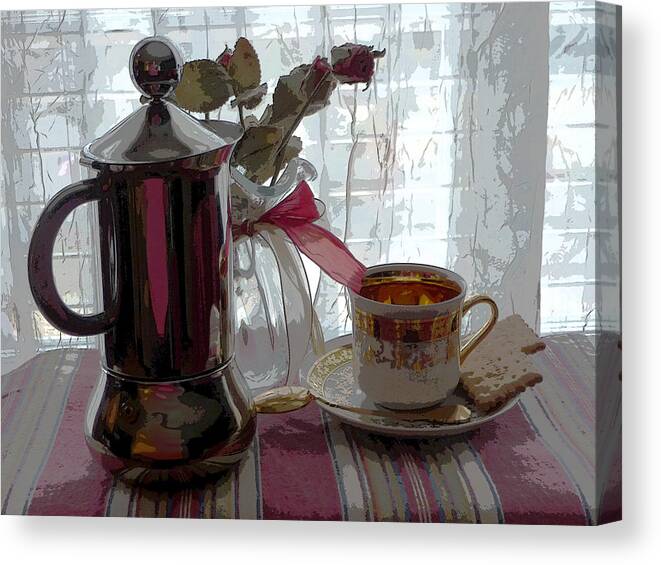 Coffee Pot Canvas Print featuring the photograph Morning Coffee by Margie Avellino