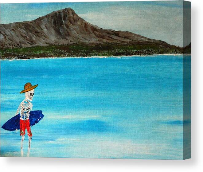 Muertos Canvas Print featuring the painting Vamos A La Playa by Everette McMahan jr