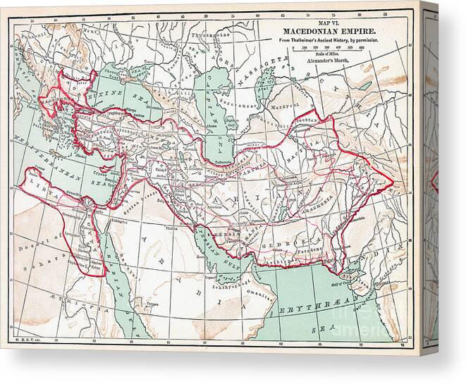 3rd Century B.c. Canvas Print featuring the painting Map Of Macedonian Empire #0000543 by Granger