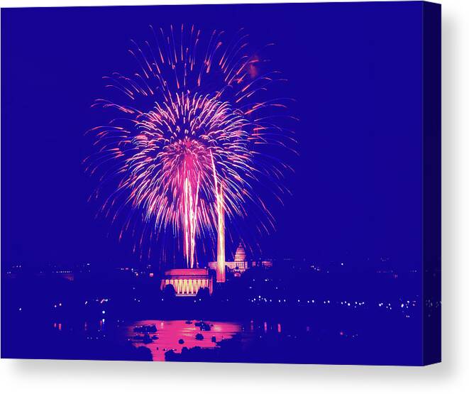 July 4th Canvas Print featuring the photograph 4th of July Fireworks over Washington D.C. #1 by Mountain Dreams