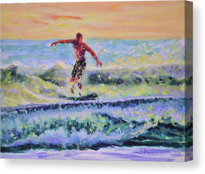Beach Canvas Print featuring the painting Brilliant morning surf #2 by Julianne Felton