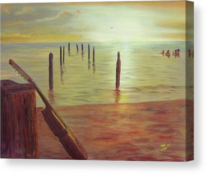 Seascape Canvas Print featuring the painting Cuatro Sunset by Tony Rodriguez
