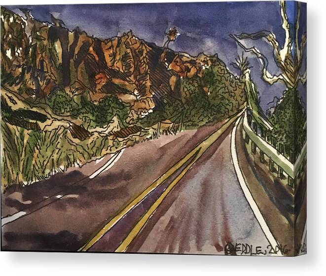 Landscape Canvas Print featuring the painting Davis Mountains at Twilight by Angela Weddle