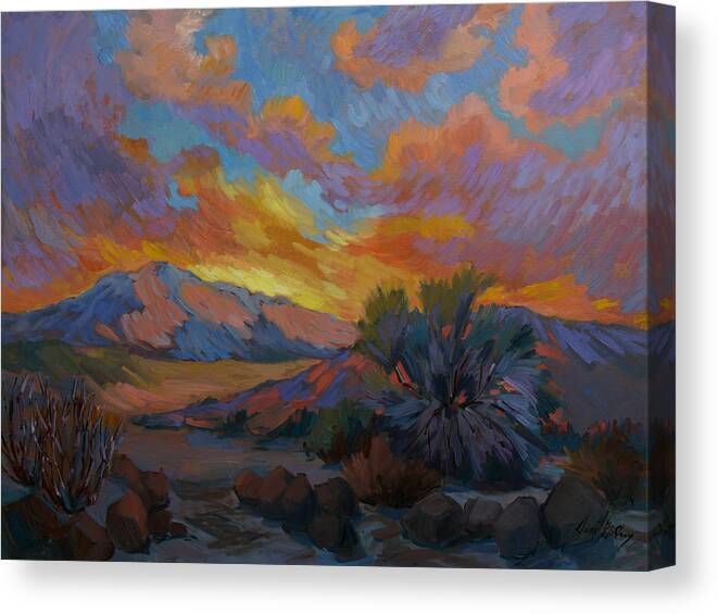Desert Canvas Print featuring the painting Desert Sunrise #2 by Diane McClary
