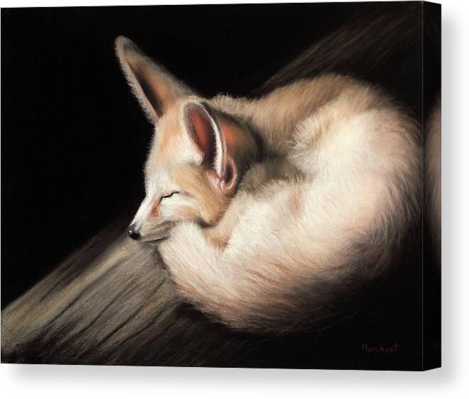 Fox Canvas Print featuring the painting Fennec Fox #2 by Linda Merchant