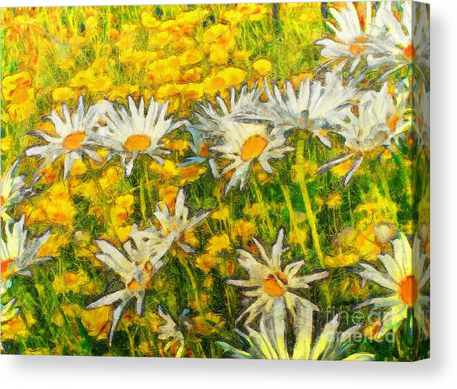 Daisy Canvas Print featuring the painting Field of Daisies #2 by Claire Bull