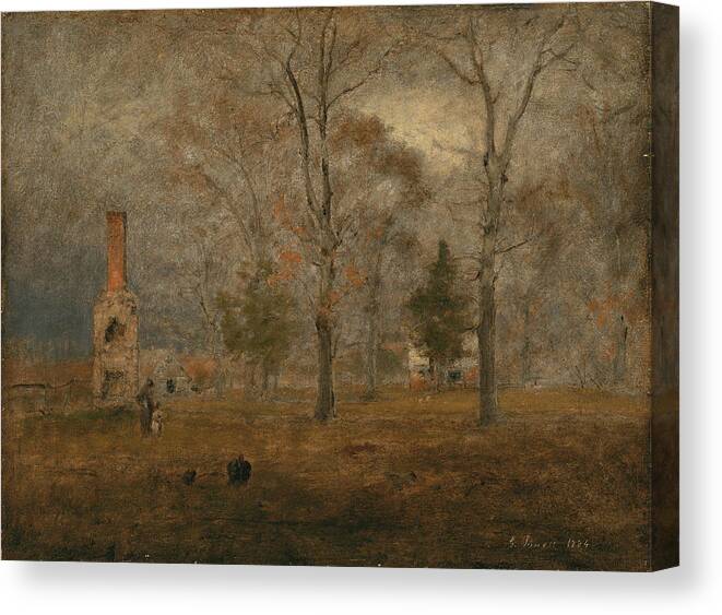 George Inness Canvas Print featuring the painting Gray Day, Goochland #2 by George Inness