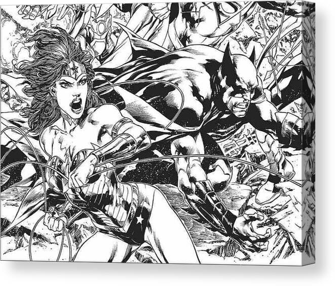Justice League Of America Canvas Print featuring the digital art Justice League Of America #1 by Maye Loeser