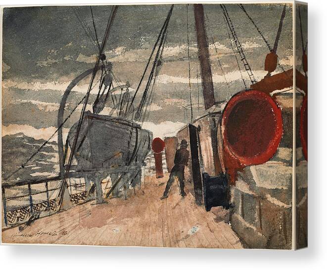 Winslow Homer Canvas Print featuring the drawing Marine by Winslow Homer