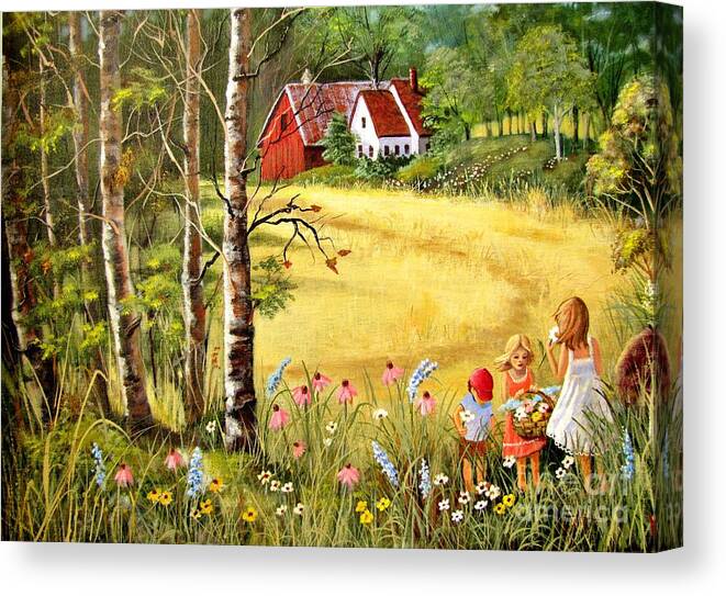 Rural Scene Canvas Print featuring the painting Memories For Mom by Marilyn Smith