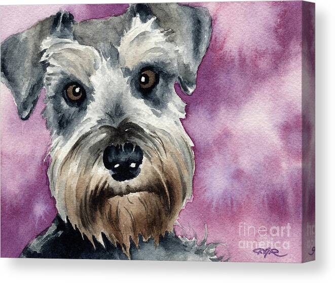 Mini Canvas Print featuring the painting Miniature Schnauzer by David Rogers