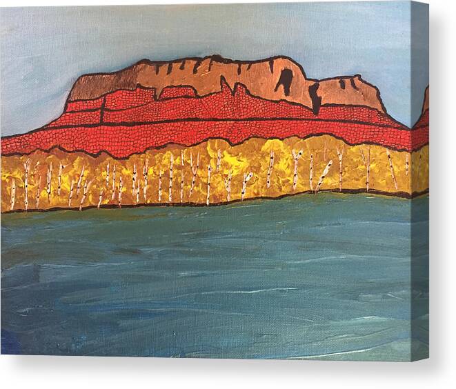 Mount Mckay Canvas Print featuring the painting Mount Mckay #1 by Paula Brown