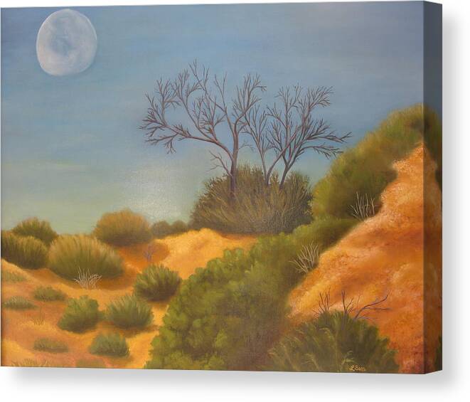 Landscape Canvas Print featuring the painting Placerita Moon by Lisa Barr