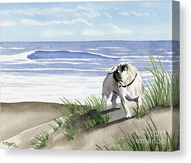 Pug Canvas Print featuring the painting Pug at the Beach #2 by David Rogers