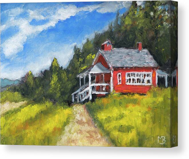 Schoolhouse Canvas Print featuring the painting Soap Creek Schoolhouse #1 by Mike Bergen