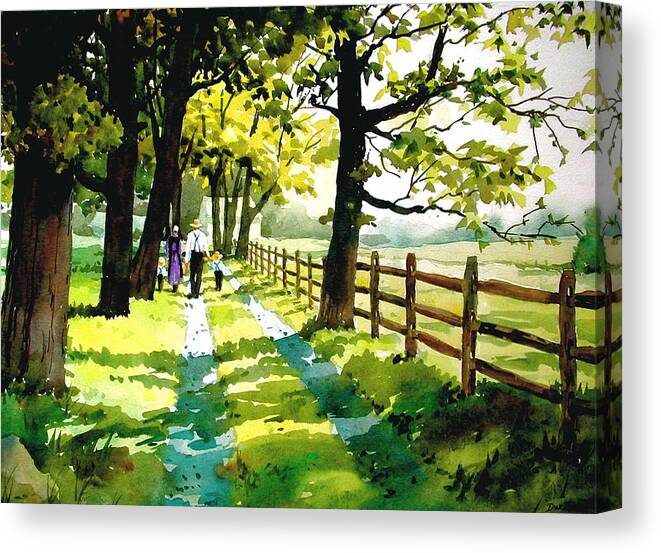 Amish Canvas Print featuring the painting Sunday Afternoon by Faye Ziegler