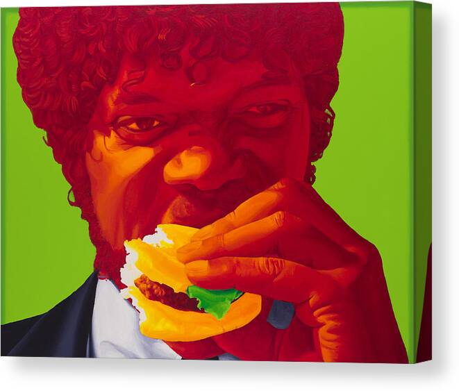Pulp Fiction Canvas Print featuring the painting Tasty Burger by Ellen Patton
