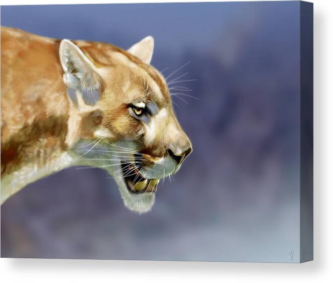 Cougar Canvas Print featuring the painting The Huntress by Arie Van der Wijst