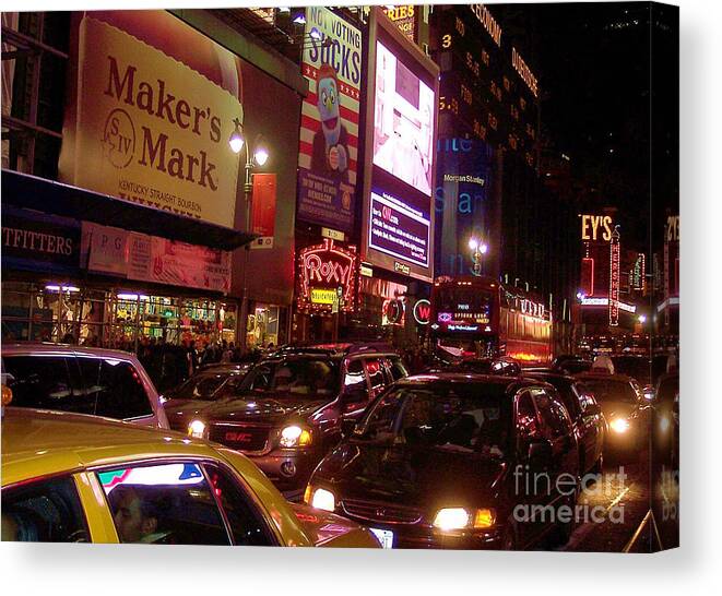 New York Canvas Print featuring the photograph Times Square Night #1 by Debbi Granruth