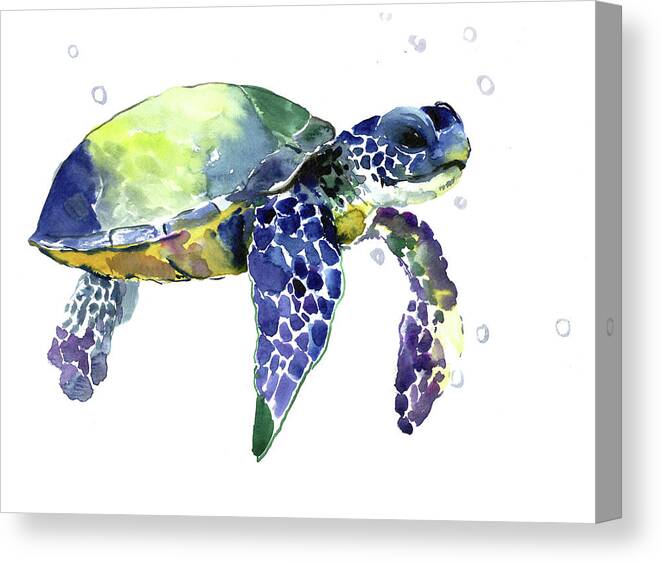 Sea Turtle Canvas Print featuring the painting Sea Turtle #10 by Suren Nersisyan