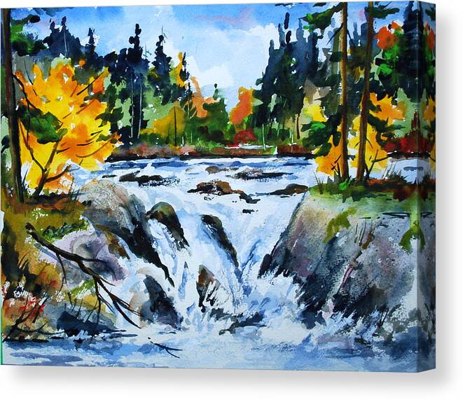 Waterfalls. Rivers. Fall Autumn Scenes Landscapes Forests Canvas Print featuring the painting Buttermilk Falls #2 by Wilfred McOstrich