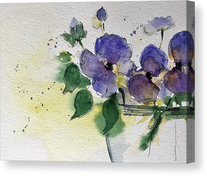 Flowers Canvas Print featuring the painting purple Flowers 2 #2 by Britta Zehm