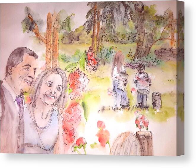 Wedding. Summer Canvas Print featuring the painting The Wedding Album #2 by Debbi Saccomanno Chan