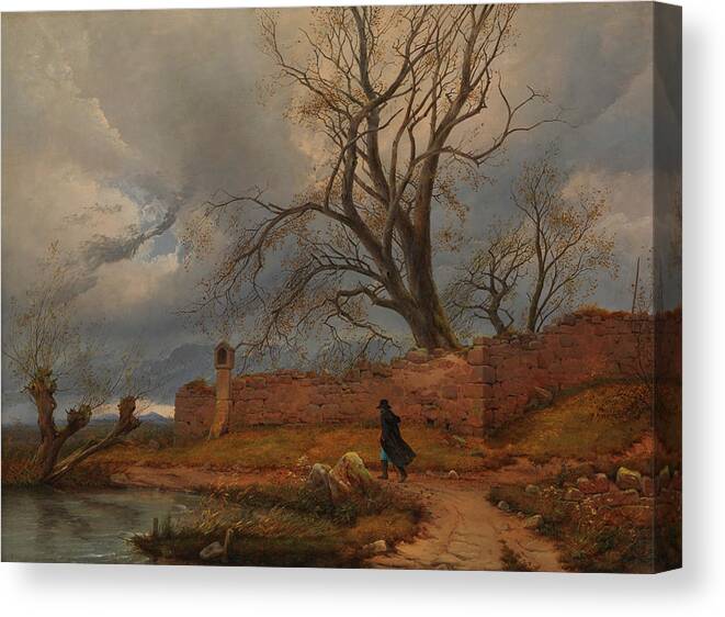 Art Canvas Print featuring the painting Wanderer In The Storm #2 by Mountain Dreams