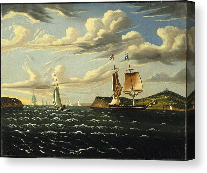 Thomas Chambers (american Canvas Print featuring the painting Staten Island and the Narrows #3 by MotionAge Designs
