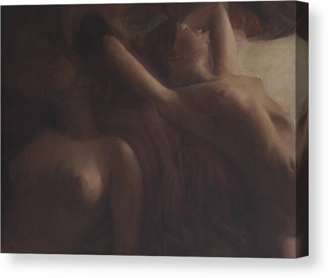 Nude Canvas Print featuring the painting Summer Afternoon #3 by Masami Iida
