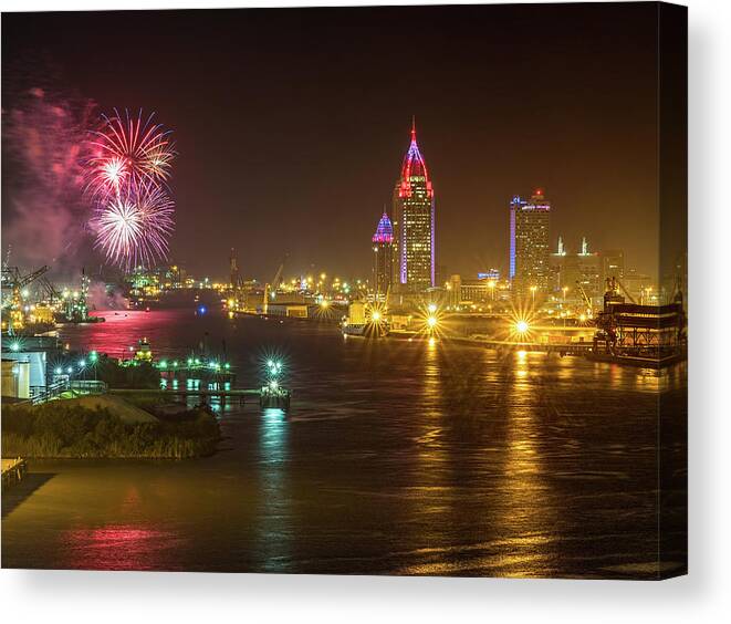 Alabama Canvas Print featuring the photograph 4th of July in Mobile by Brad Boland