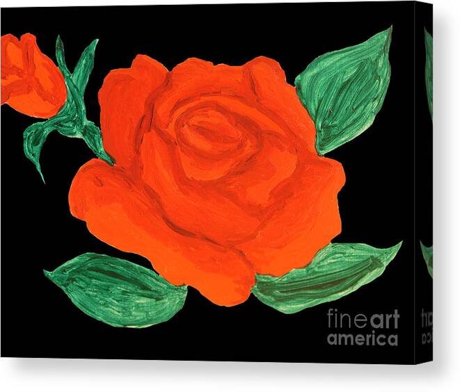Red Canvas Print featuring the painting Red rose, painting #9 by Irina Afonskaya