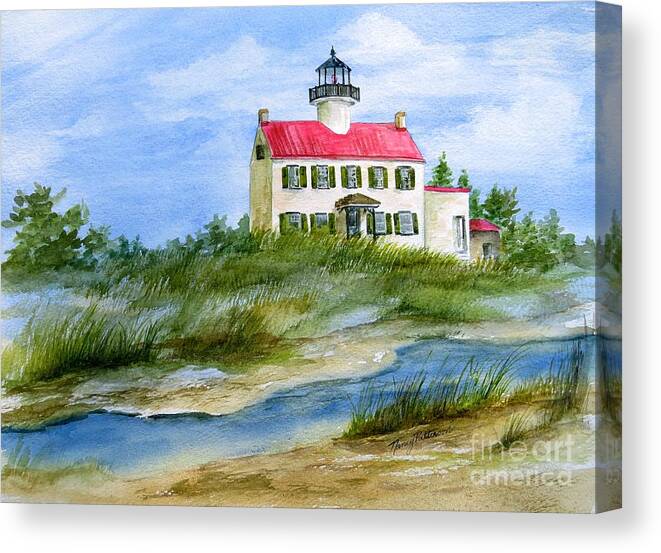 East Point Lighthouse Canvas Print featuring the painting A Clear Day at East Point Lighthouse by Nancy Patterson