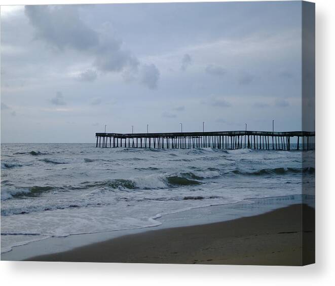 Pier Canvas Print featuring the photograph A Fishing Pier at Dawn by Lara Morrison