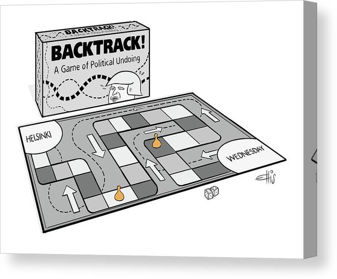 Backtrack! A Game Of Political Undoing. Canvas Print featuring the drawing A Game of Political Undoing by Ellis Rosen
